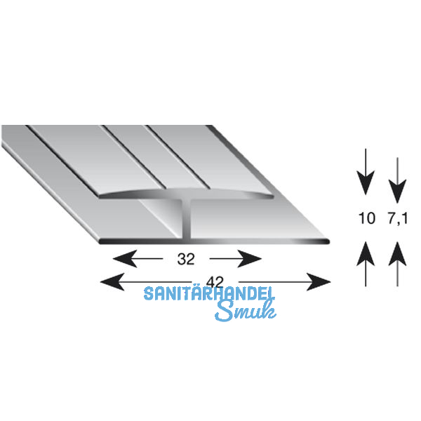 Gleitabschlussprofil H Alu silber eloxiert 7/2700 mm