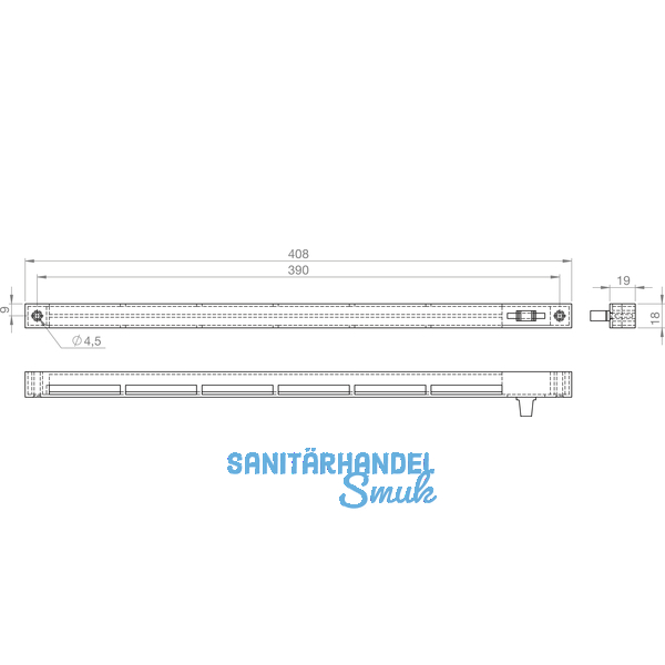 Reguliereinheit Fresh 42 innen, 408 x 22, Kunststoff wei RAL 9010