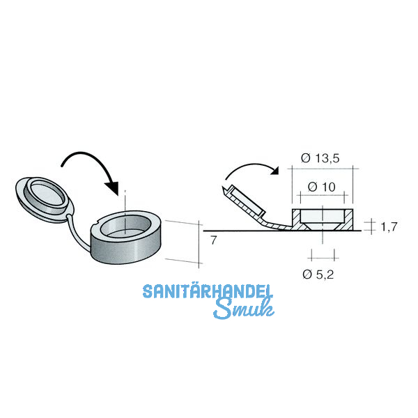 Abdeckkappe fr Schrauben mit angespitztem Deckel, Auen 13.5, KS wei