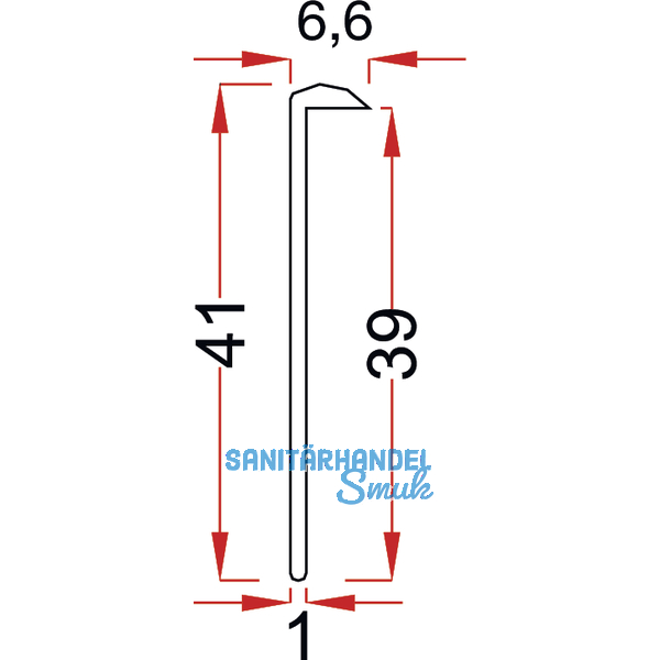 Arbeitplatte-Abschlussprofil zum Anschrauben L 630 mm, Aluminium silber eloxiert