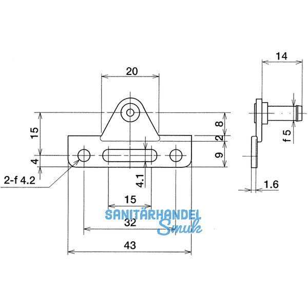 Adapter NSD fr Alurahmenprofil schmal, Stahl vernickelt