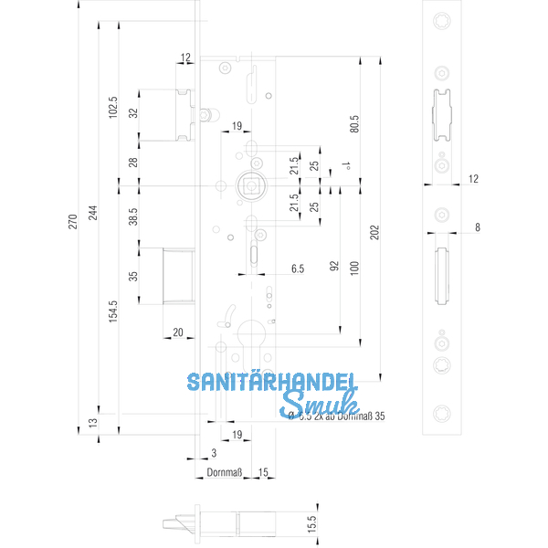 Fluchttrschloss 1820,Flachstulp,1-flg. Funk.B/EN179/1125,DM 40,univer.Edelstahl