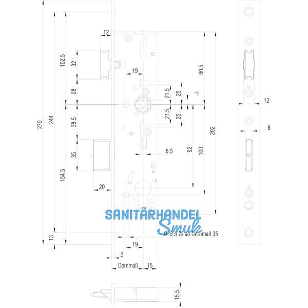 Fluchttrschloss 1821,Flachstulp,2-flg.Funk.B/EN179/1125,DM 30,univer.Edelstahl
