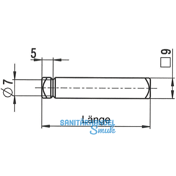 Drckerstift einseitig fr Standflgel 7676, 70 mm, Stahl verzinkt