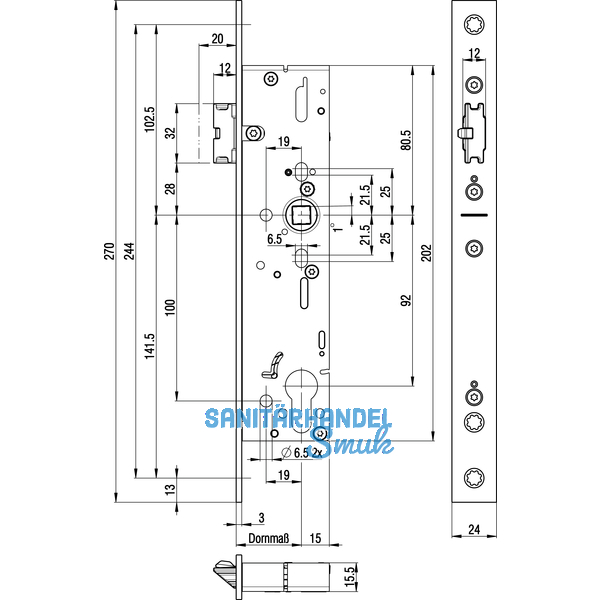 Fluchttrschloss 1916 1-flg. selbstverriegelnd,universal, eckig,DM 35,Edelstahl