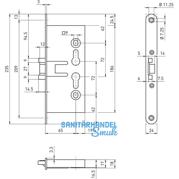 Fluchttrschloss 1759, DM 65, Stahl verzinkt
