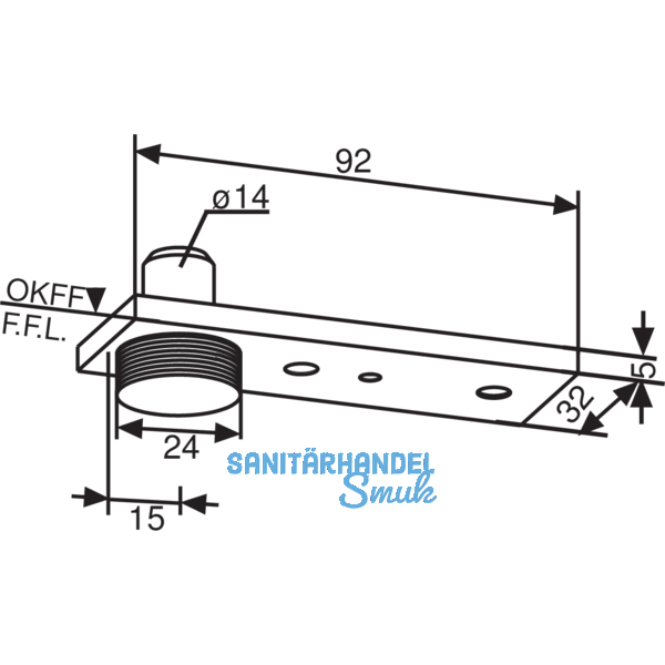 Bodenlager 01.106, silber eloxiert