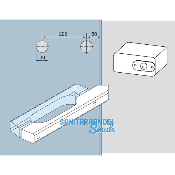 Saunabeschlag-Holzgriffset, fr 8 - 10 mm Glas, Abachi-Holz (13.005)