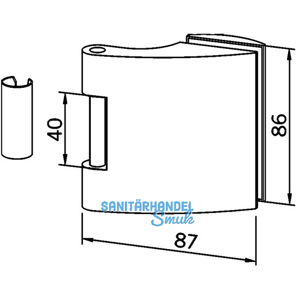 Trband Flgelteil DORMA Arcos Office 25.230, Glas 8-10 mm, silber eloxiert