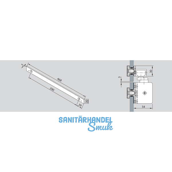 Oberlichtbefestigung Gleitschiene TS 92, silber