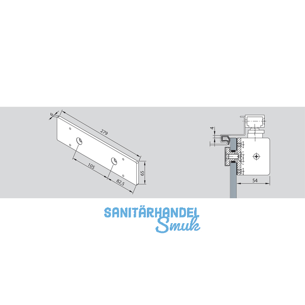 Befestigungsplatte Glas/Glas TS92, silber (12.334)