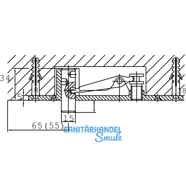 Oberes Lager DORMA PT 21 m. hochdrehbarem Bolzen  15 mm, Edelstahl (01.118)