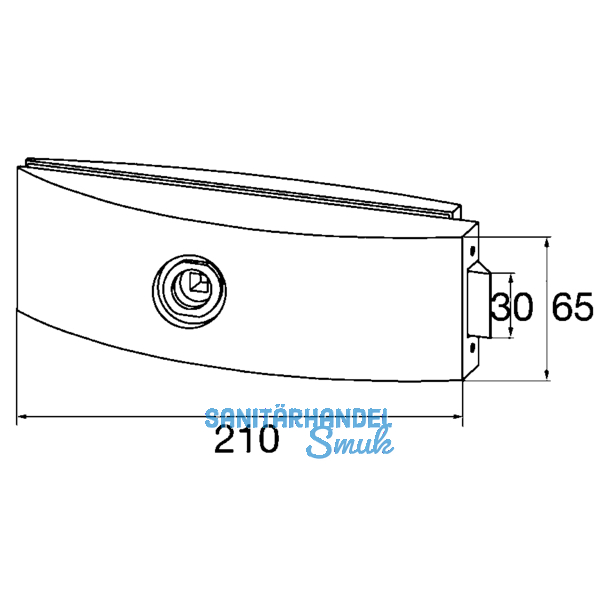 Schloss STUDIO ARCOS unversperrbar, Glas 8 mm, silber eloxiert (24.200)