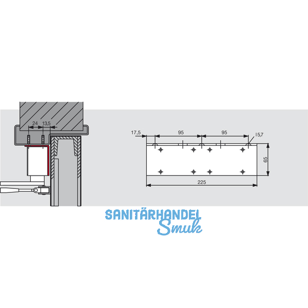 Sturzfutterwinkel DORMA fr TS 73 V, silber