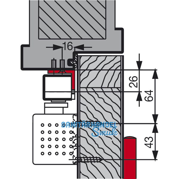Sturzfutterwinkel DORMA G-SR-BG, silber