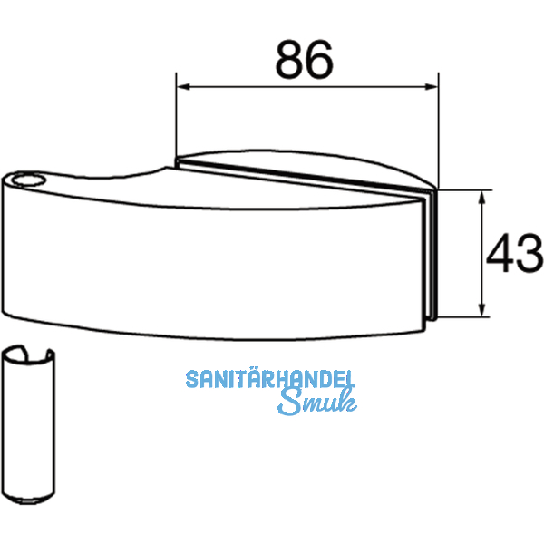 Trband Flgelteil DORMA Studio Arcos 24.236, Glas 10 mm, silber eloxiert