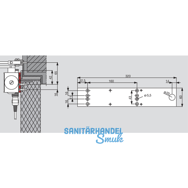 Montageplatte DORMA fr TS 73 EMF, silber