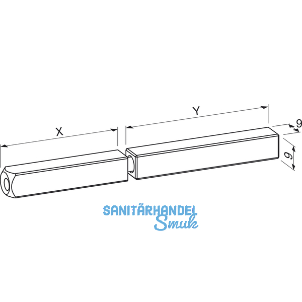 ECO Drckerstift geteilt, Vierkant 9 mm, 75/75
