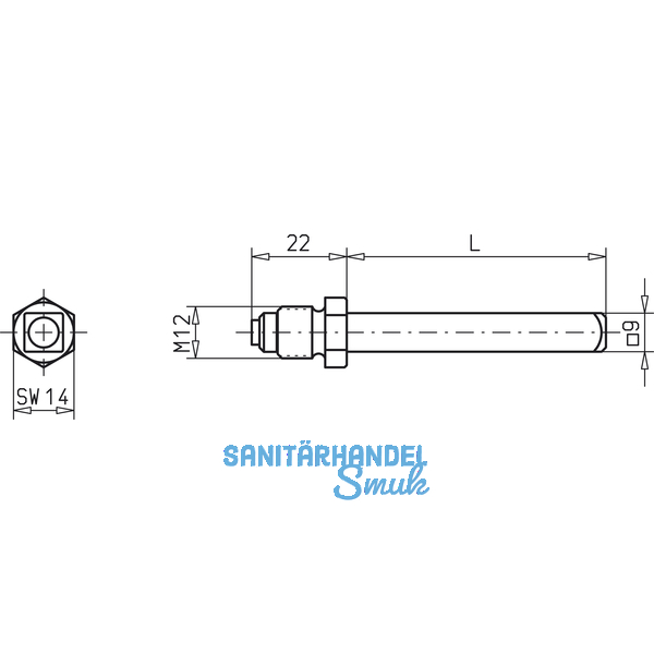 Wechselstift fr ECO Stangengriff, 110 mm, VK 9 mm, Stahl verzinkt