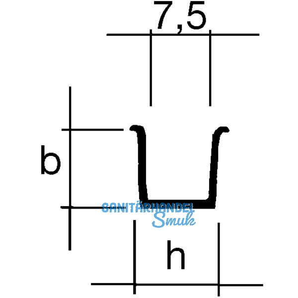 Standard Fhrungsprofil zum Einlassen, Lnge 2500 mm, Kunststoff hellbraun