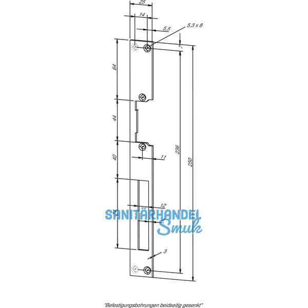 Flachschlieblech HZ, 25 x 250 x 3 mm, 02140-01, Stahl verzinkt