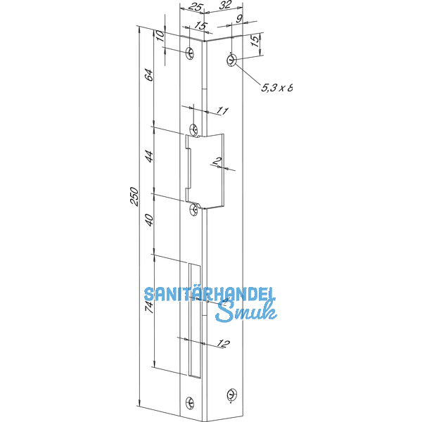Winkelschlieblech IW eckig, rechts, 25x32x250x2 mm, Stahl verzinkt (--06640-05)