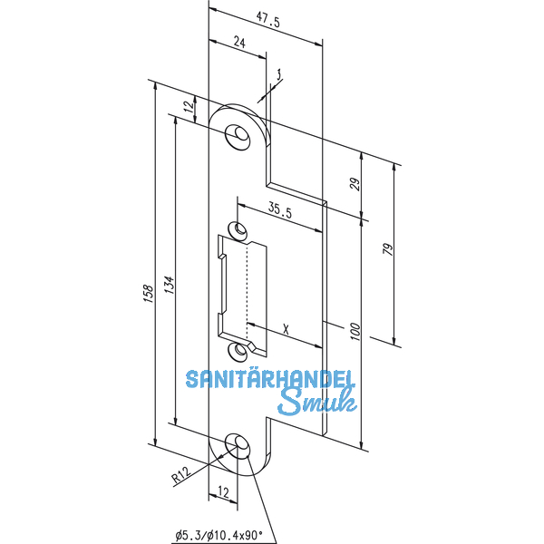 Lappenschlieblech kurz LAP kurz, 53A35-01, Edelstahl