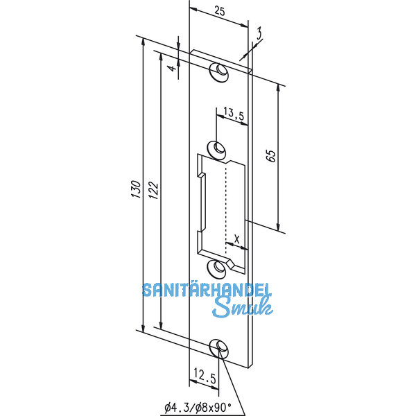 Flachschlieblech kurz KL geschlossen, 68835-01, Edelstahl