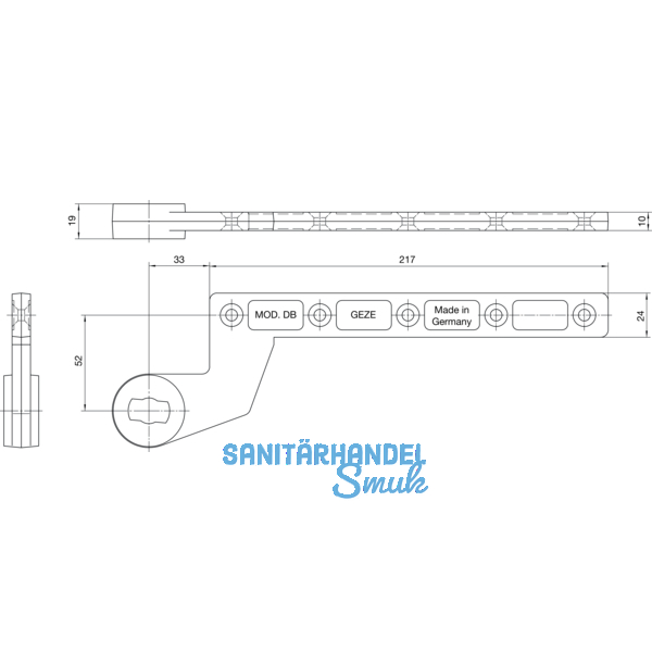 Trschiene DB f. GEZE flachkonisch, Anschlagtr, Stahl verzinkt