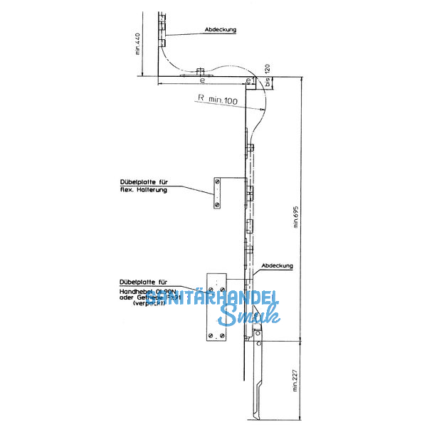 Flexibles Gestnge OL 90 N, 1250 mm, Aluminium wei RAL 9016