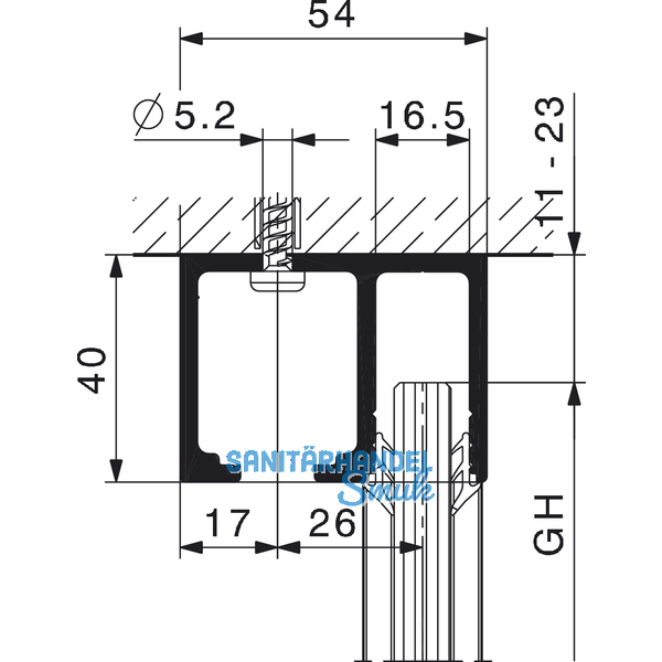 Laufschienenset HAWA-Junior 80 Festverglasung, 4000 mm, Edelstahl-Effekt