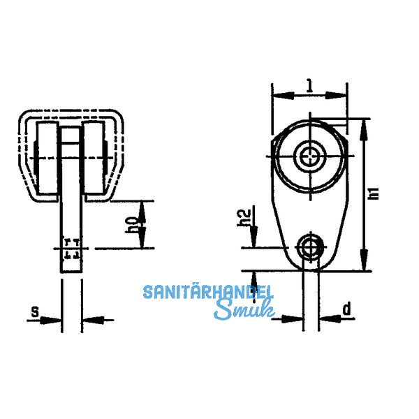 Planen-Vorhang Rollapparat einpaarig HELM 131K, Kunststoff m. Nylonrollen