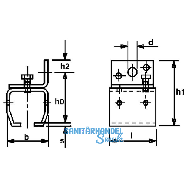 Wandbefestigungsmuffe HELM 301, Loch  11 mm, M8 x 16, Stahl gelb passiviert