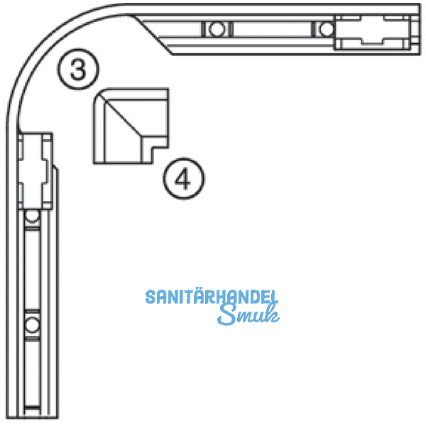 Eckumlenkung biegbar, schwarz
