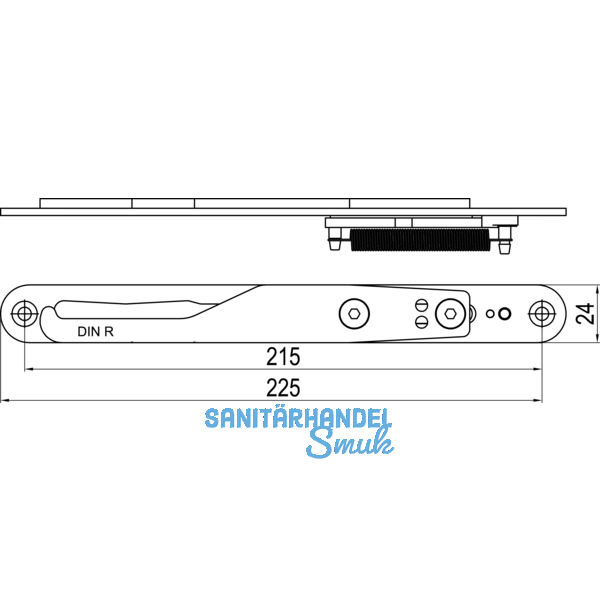 IMH-ABS Mitnehmerhaken GF UNI 24 V Gr.1, 225 x 24 mm,schwarz verzinkt,DIN rechts