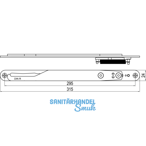 IMH-ABS Mitnehmerhaken GF UNI 24 V Gr.2, 315 x 24 mm,schwarz verzinkt,DIN rechts