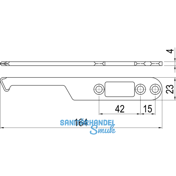 IMH-ABS Mitnehmerhaken SF, 164 x 23 x 4 mm, universal, DIN, schwarz verzinkt