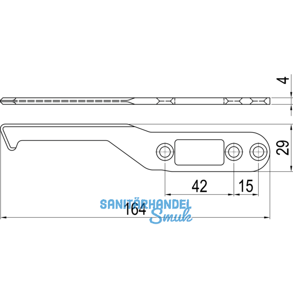 IMH-ABS Mitnehmerhaken SF, 164 x 29 x 4 mm, universal, DIN, schwarz verzinkt