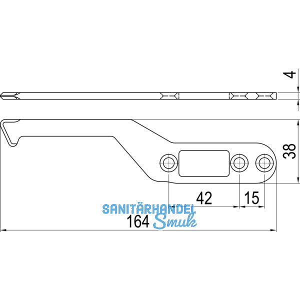 IMH-ABS Mitnehmerhaken SF, 164 x 38 x 4 mm, universal, DIN, schwarz verzinkt