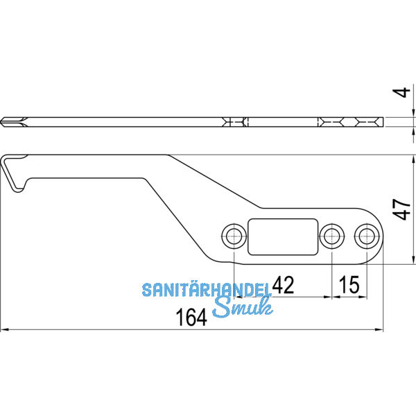 IMH-ABS Mitnehmerhaken SF, 164 x 47 x 4 mm, universal, DIN, schwarz verzinkt