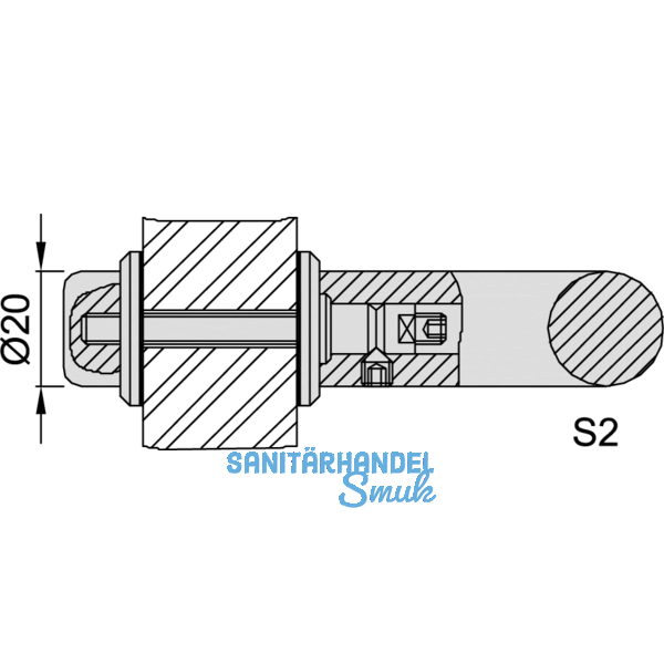 KWS Befestigungszubehr S2 - 20mm, M 6 x 45, Edst.