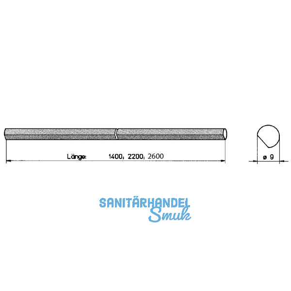 Drehstange RUSTICO abgeflacht 9 mm, 2200 mm (94130)