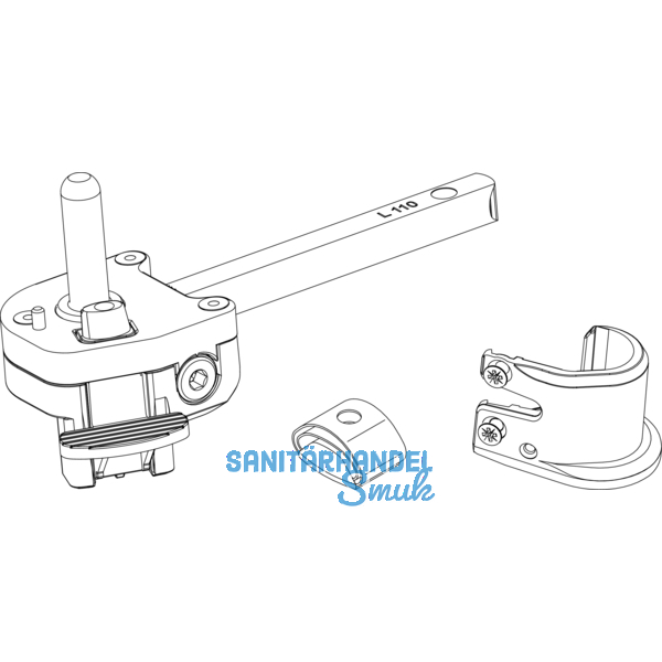 Ladenrasthalter Rustico mit Puffer und Kloben, Gr.L165, rechts, schwarz (102060)