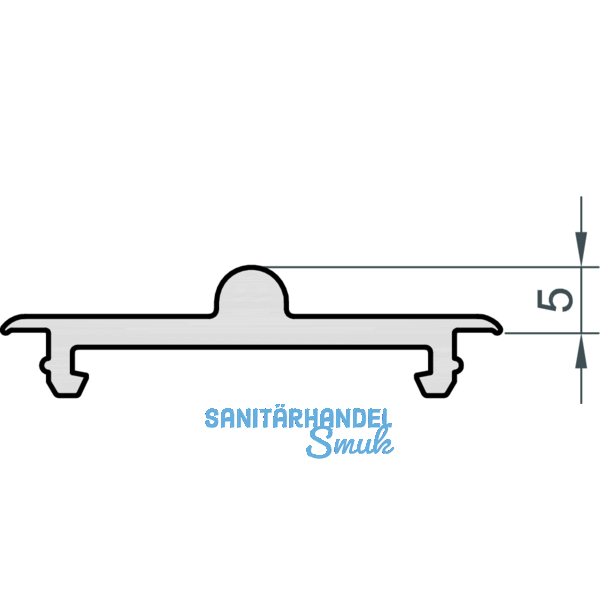 MACO Fiber-Therm Laufschiene unten flach, H=5 mm, L=5000 mm, Alu silber (454812)