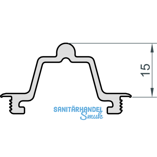 MACO Fiber-Therm Laufschiene unten hoch, H=15 mm, L=5000 mm, Alu silber (454816)