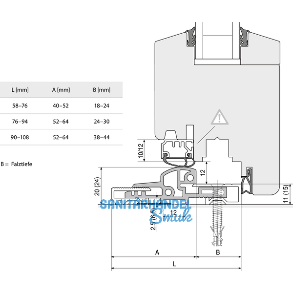 Dichtung Trschwelle fr Transit 58 - 76, 2500 mm, silber eloxiert