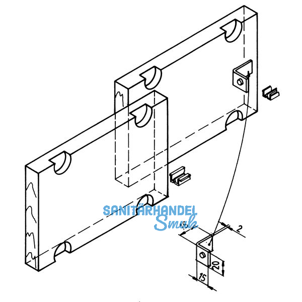 Ziehl - 25 Mitnehmer zum Anschrauben 15 x 15 x 20, StahL - verzinkt, mit Gui
