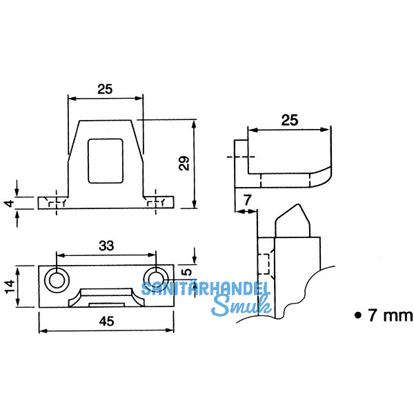 Schlieblech fr berschlagshhe 7 mm, Aluminium silber eloxiert