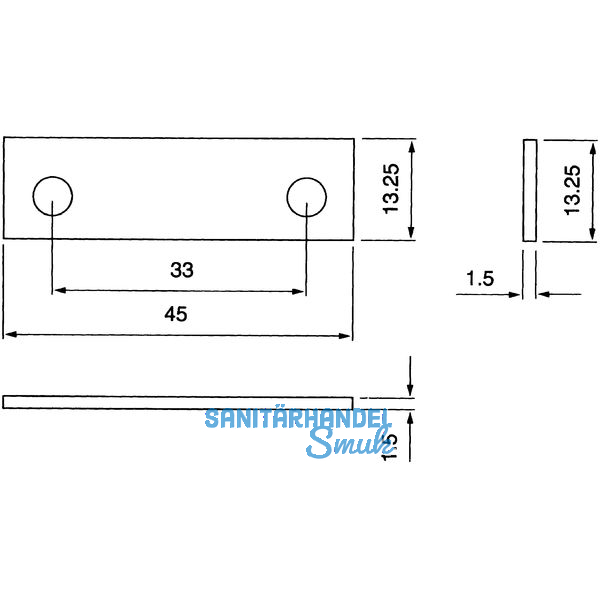 Unterlegplatte zu Schlieblech, eckig, Strke 1,5 mm, Kunststoff wei