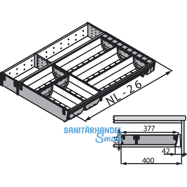 BLUM ORGA-LINE Besteckeinsatz/Facheinteilung Set ZSI.XXXKI4, Nennlnge 550 mm
